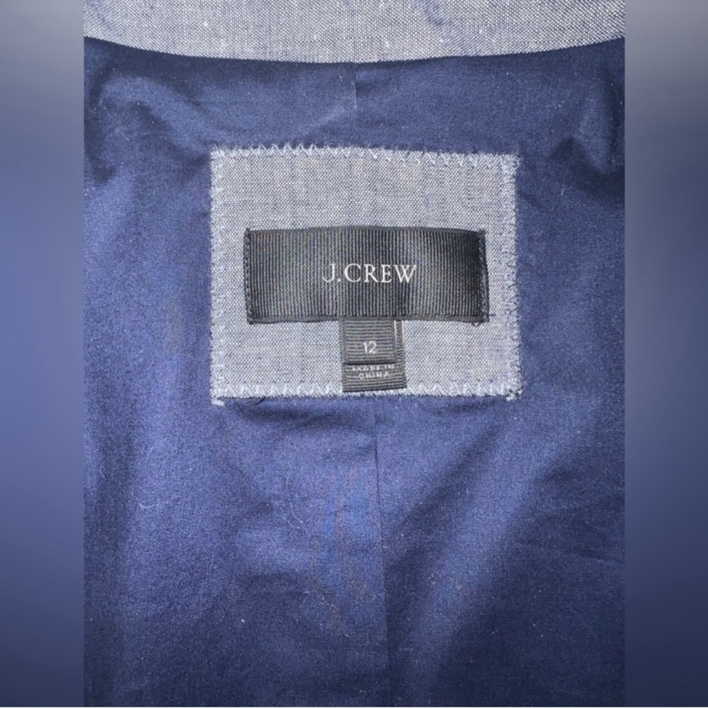 COPY - J. Crew Grey Regent Chambray Cotton Blazer Jacket size 12 - Picture 7 of 7